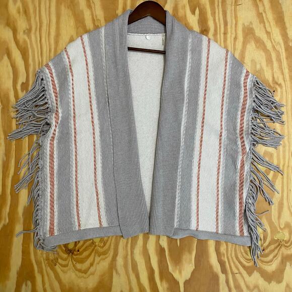 Margaret O'leary Cardigan Sweater Womens Size S/M Gray Striped Fringe - Picture 6 of 12